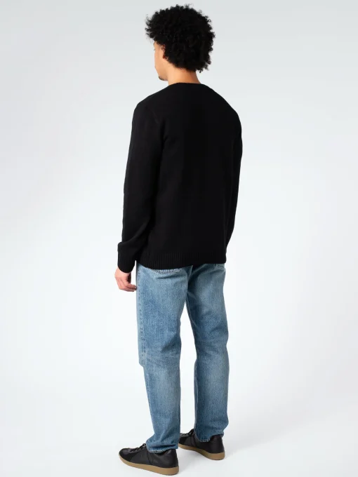 Fashion - Merino Wool Crew in Deep Black Knitwear