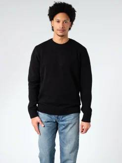 Fashion - Merino Wool Crew in Deep Black Knitwear