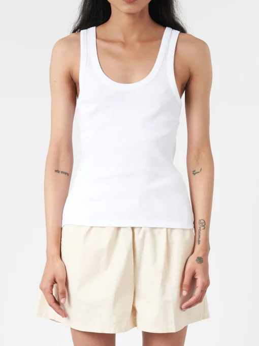 Discount - Women Organic Rib Tank Top in Optical White Women Tops & Blouses | Overalls & Jumpsuits