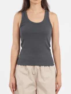 Discount - Women Organic Rib Tank Top in Lava Grey Women Tops & Blouses