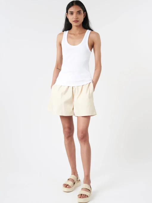 Discount - Women Organic Rib Tank Top in Optical White Women Tops & Blouses | Overalls & Jumpsuits