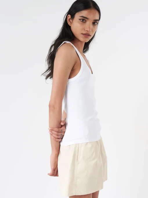 Discount - Women Organic Rib Tank Top in Optical White Women Tops & Blouses | Overalls & Jumpsuits
