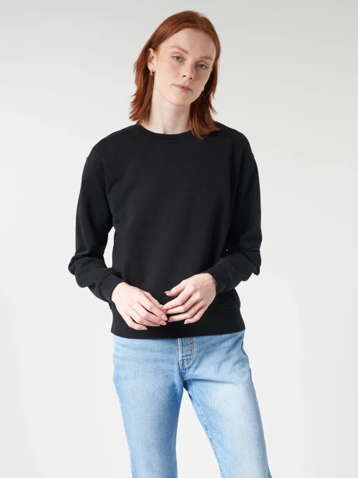 Sale - Women Classic Organic Crew in Deep Black Women Tops & Blouses | Sweatshirts
