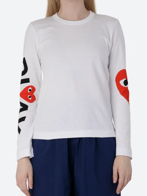 Online - T257 Longsleeve T-Shirt in with Printed Sleeve Women Tops & Blouses | T-Shirts
