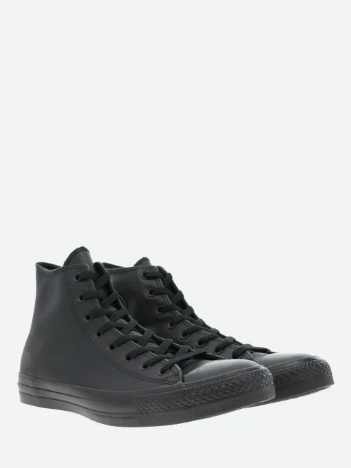 Sale - Chuck Taylor All Star Mono Leather High Top in Black Monochrome Women Sneakers | Overalls & Jumpsuits