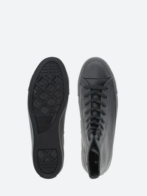 Sale - Chuck Taylor All Star Mono Leather High Top in Black Monochrome Women Sneakers | Overalls & Jumpsuits