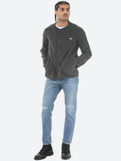 Outlet - Collarless Fleece Jacket in Charcoal Outerwear