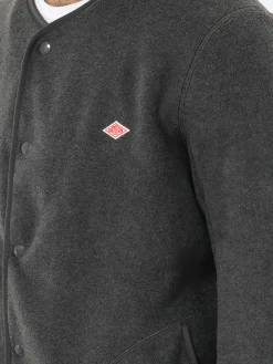 Outlet - Collarless Fleece Jacket in Charcoal Outerwear
