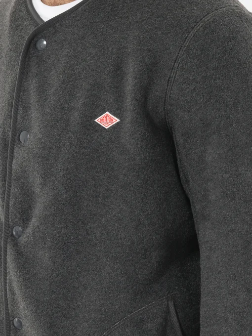 Outlet - Collarless Fleece Jacket in Charcoal Outerwear