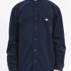 Sale - Corduroy Band Collar Shirt in Dark Navy Button-Ups