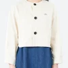 New - Cotton Drill Collarless Short Jacket in Women Outerwear
