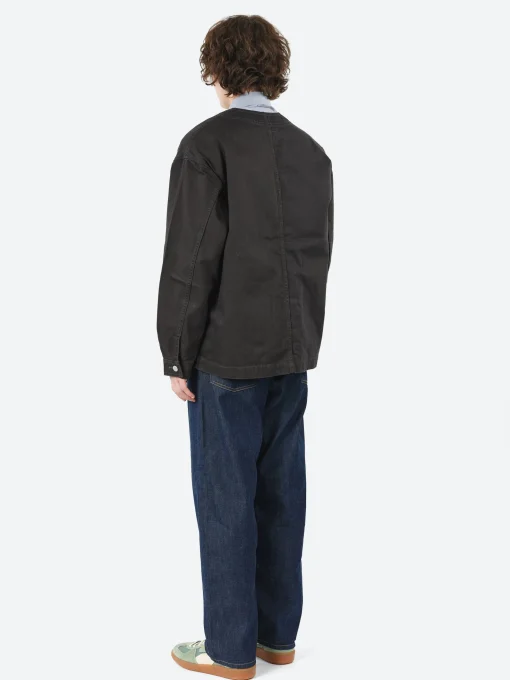Outlet - Cotton Drill Collarless Jacket in Outerwear
