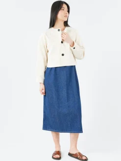 New - Cotton Drill Collarless Short Jacket in Women Outerwear