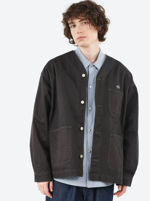 Outlet - Cotton Drill Collarless Jacket in Outerwear
