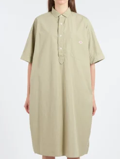 New - Cotton Poplin Pullover Shirt Dress in Leaf Green Women Dresses