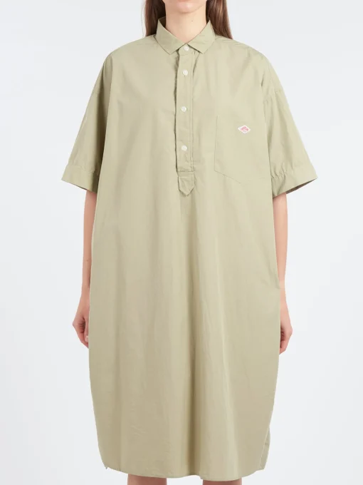 New - Cotton Poplin Pullover Shirt Dress in Leaf Green Women Dresses