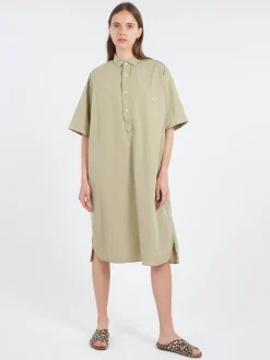 New - Cotton Poplin Pullover Shirt Dress in Leaf Green Women Dresses