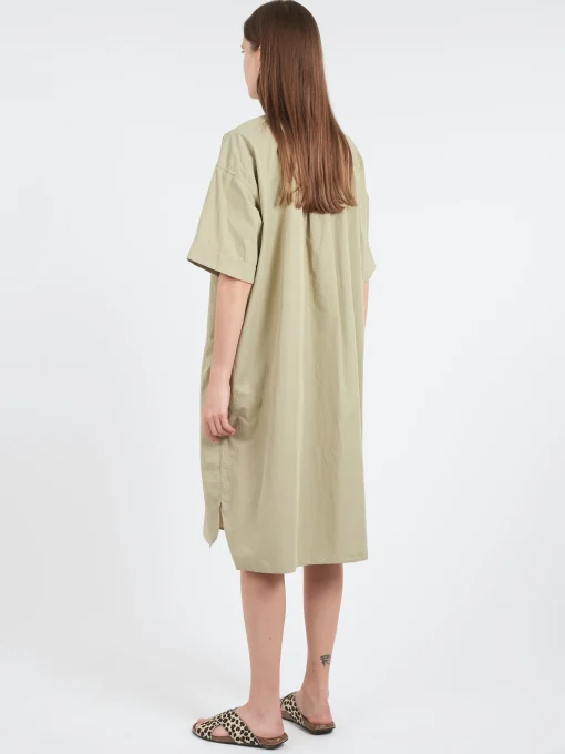 New - Cotton Poplin Pullover Shirt Dress in Leaf Green Women Dresses