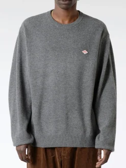 Outlet - Lambswool Crew Neck Knit Pullover in Charcoal Knitwear