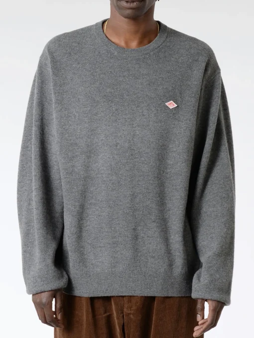Outlet - Lambswool Crew Neck Knit Pullover in Charcoal Knitwear
