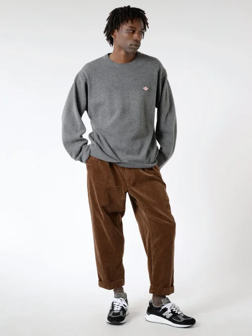 Outlet - Lambswool Crew Neck Knit Pullover in Charcoal Knitwear