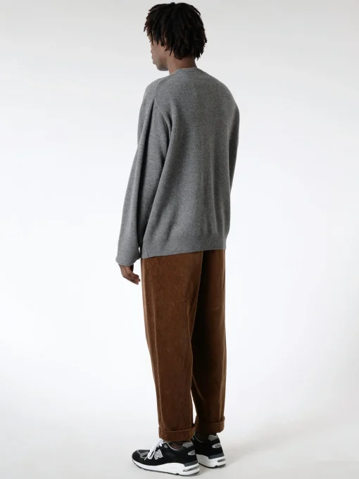 Outlet - Lambswool Crew Neck Knit Pullover in Charcoal Knitwear