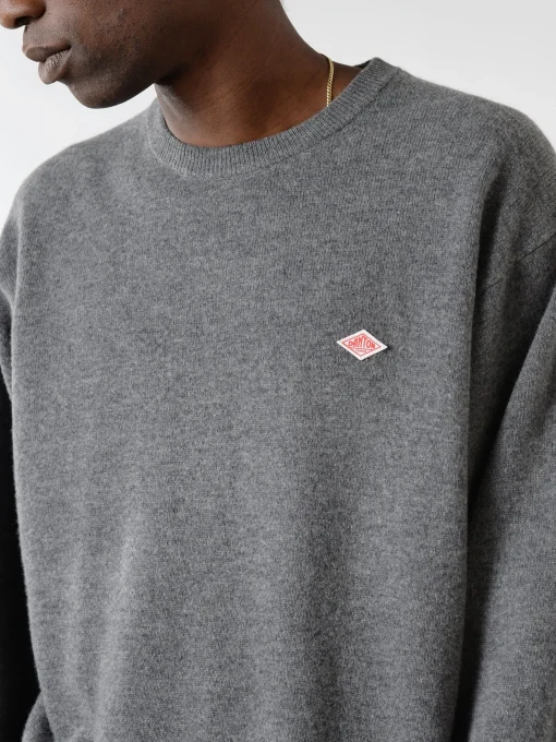 Outlet - Lambswool Crew Neck Knit Pullover in Charcoal Knitwear