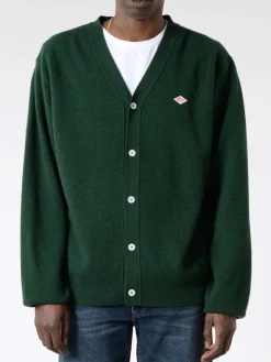 Best - Lambswool V-Neck Cardigan in Green Knitwear