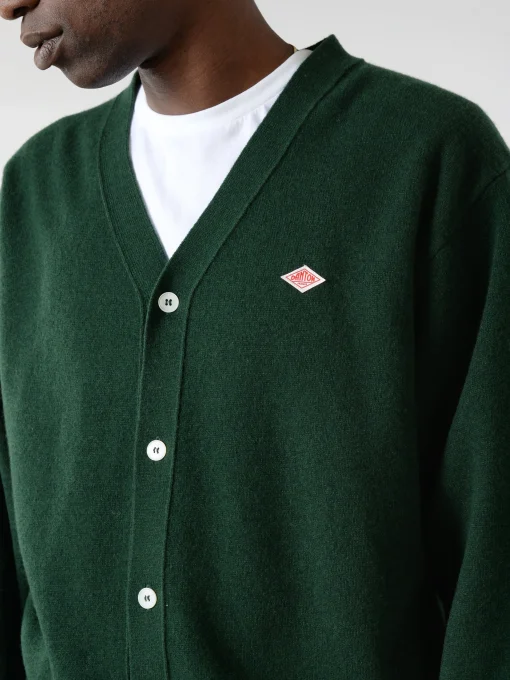 Best - Lambswool V-Neck Cardigan in Green Knitwear