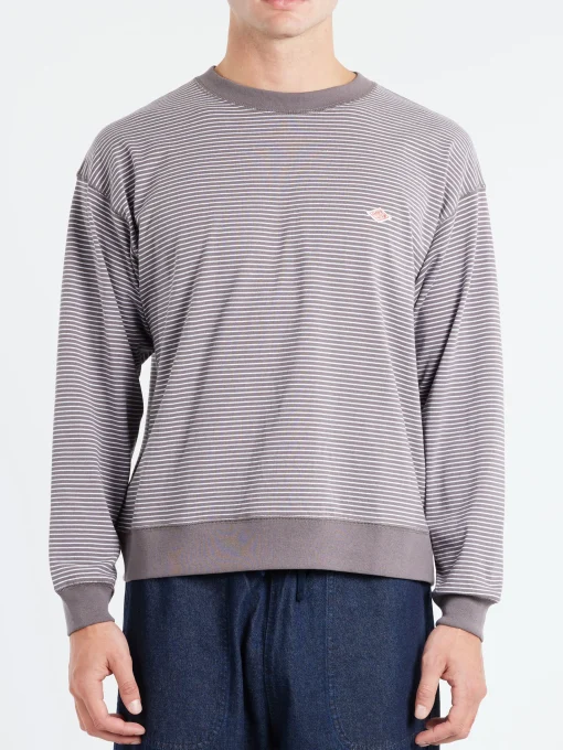 Outlet - Long Sleeve Sweat T-Shirt in Charcoal and White T-Shirts