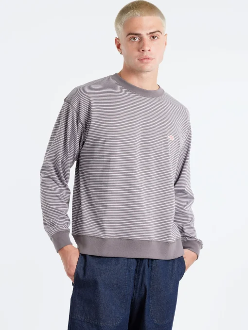 Outlet - Long Sleeve Sweat T-Shirt in Charcoal and White T-Shirts