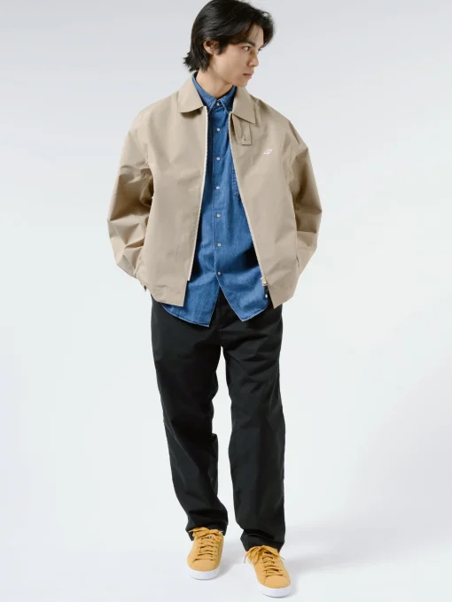 Sale - Men's 3-Layer Cloth Zip Up Jacket in Beige Outerwear