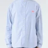 Fashion - Men's Plain Oxford Band Collar L/S Shirt in Button-Ups