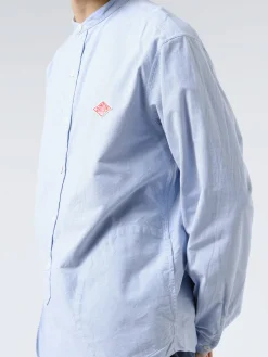 Fashion - Men's Plain Oxford Band Collar L/S Shirt in Button-Ups