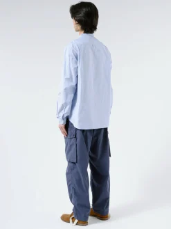 Fashion - Men's Plain Oxford Band Collar L/S Shirt in Button-Ups