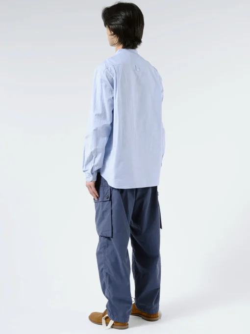 Fashion - Men's Plain Oxford Band Collar L/S Shirt in Button-Ups