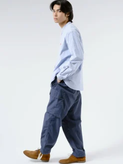 Fashion - Men's Plain Oxford Band Collar L/S Shirt in Button-Ups