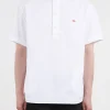 Hot - Round Collar Shirt in White Button-Ups