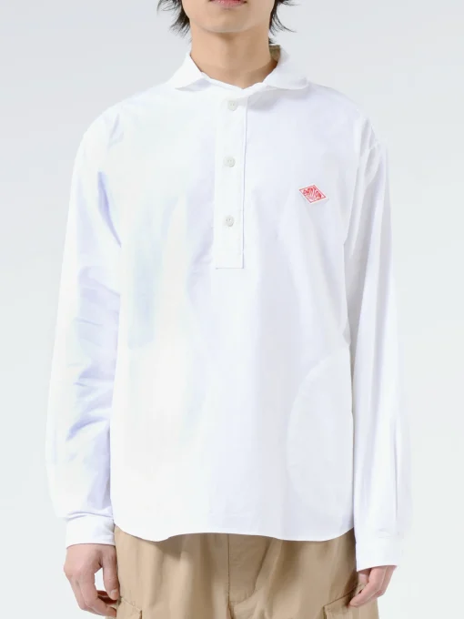 Discount - Round Collar Shirt in White Button-Ups