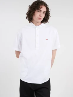 Hot - Round Collar Shirt in White Button-Ups