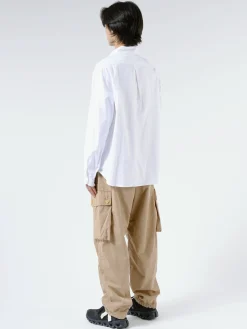Discount - Round Collar Shirt in White Button-Ups