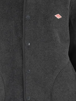 Discount - Women's Collarless Fleece Jacket in Charcoal Grey Women Outerwear