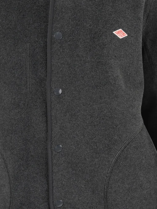 Discount - Women's Collarless Fleece Jacket in Charcoal Grey Women Outerwear