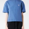 New - Women's Cotton Linen Collarless Pullover Shirt in Blue Women Tops & Blouses
