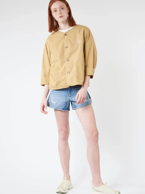 Fashion - Women's Cotton Weather Collarless Short Jacket in Women Outerwear