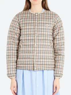 Hot - Women's Inner Down Crewneck Jacket in Orange and Beige Women Outerwear