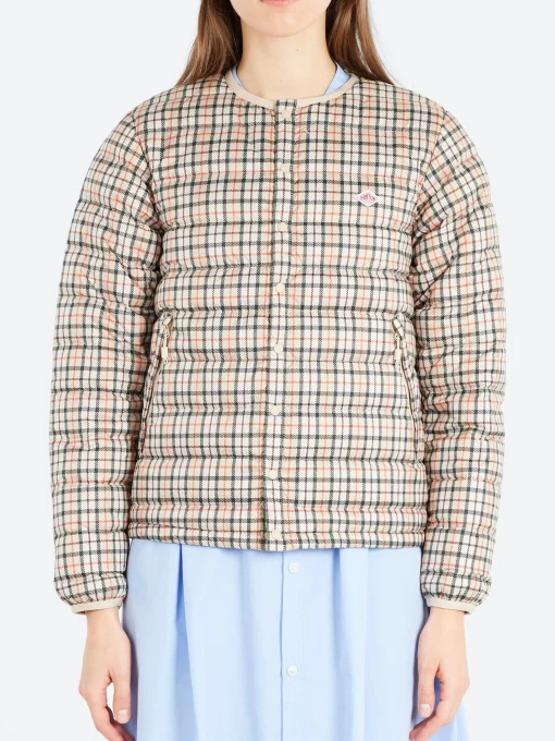 Hot - Women's Inner Down Crewneck Jacket in Orange and Beige Women Outerwear