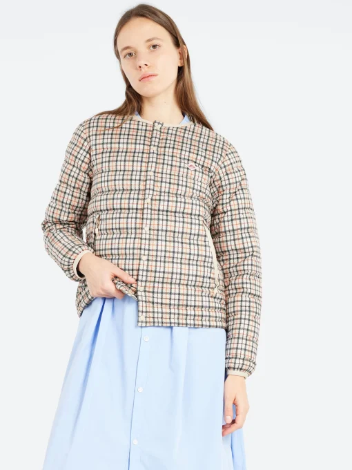 Hot - Women's Inner Down Crewneck Jacket in Orange and Beige Women Outerwear