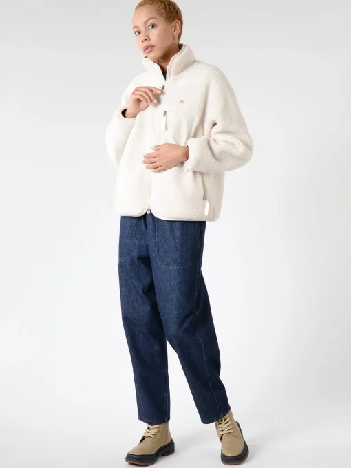 Sale - Women's Insulation Stand Collar Boa Jacket in Oyster White Women Overalls & Jumpsuits | Outerwear