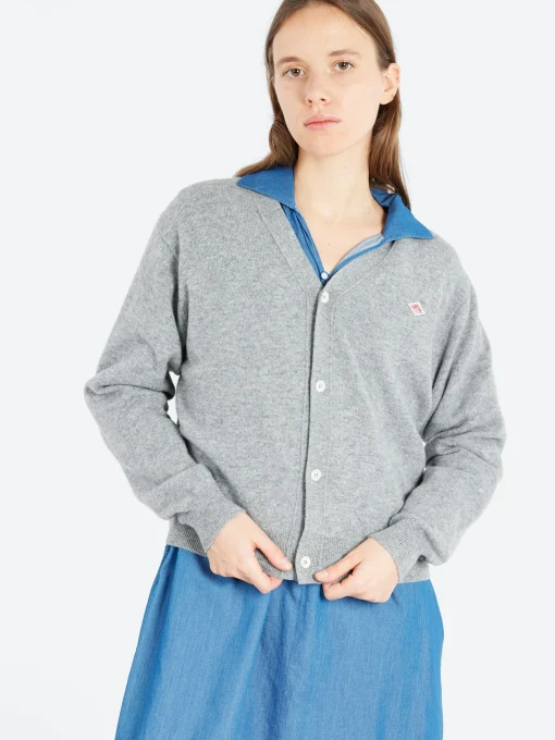 Online - Women's Lambswool V-Neck Knit Cardigan in Light Grey Women Tops & Blouses | Knitwear